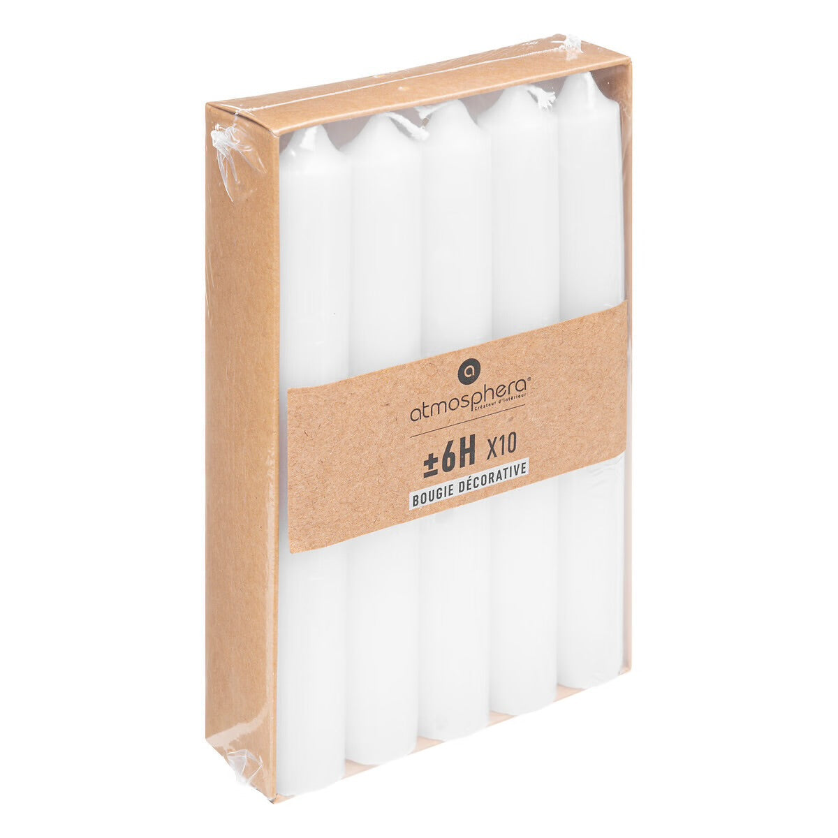 Bougies bâton many blanches - Lot de 10