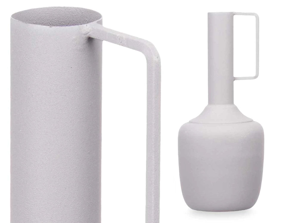 Vase acier à poignée rectangulaire - gris pastel ou rose nude