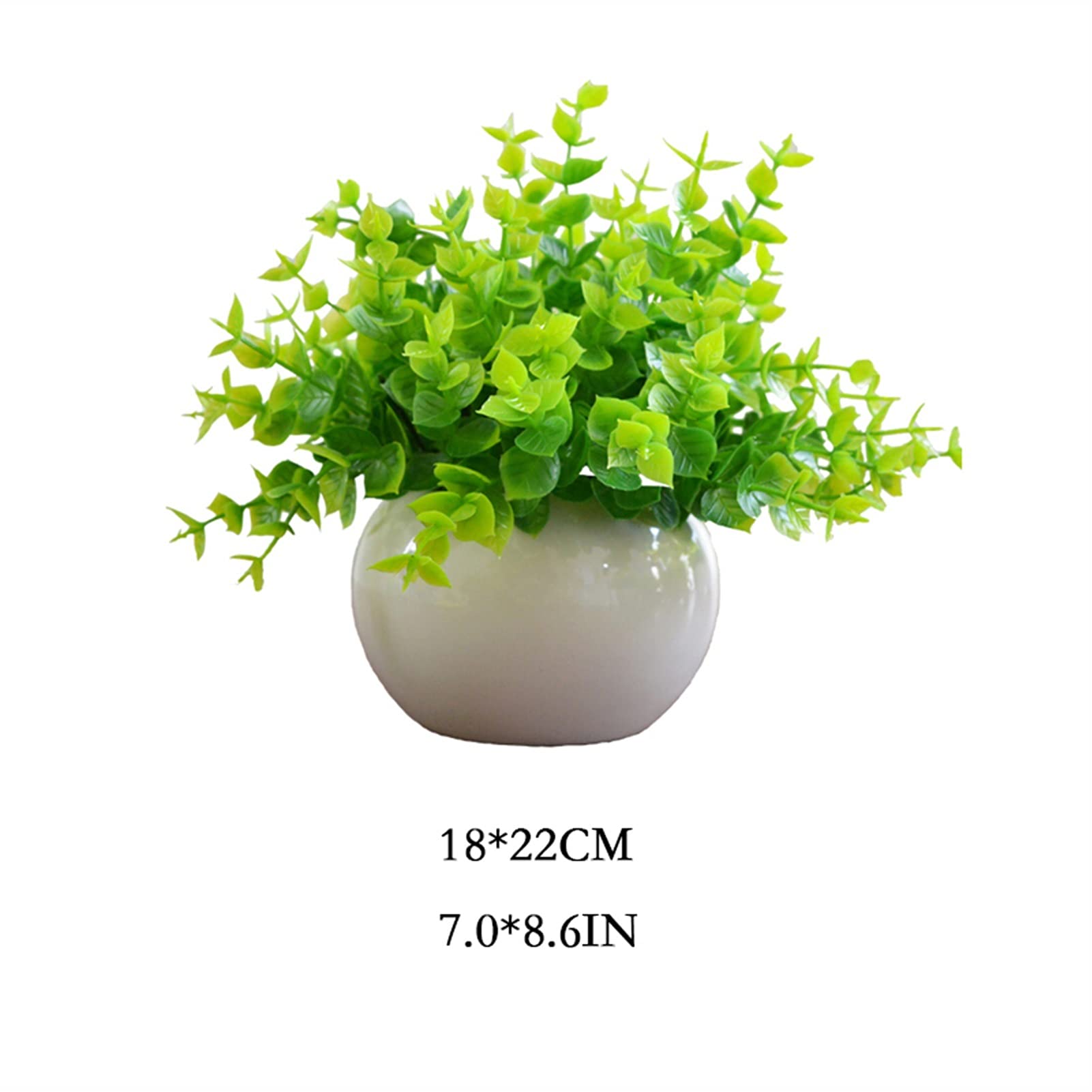 Plante Artificielle Feuillage Pot Céramique Rond Blanc