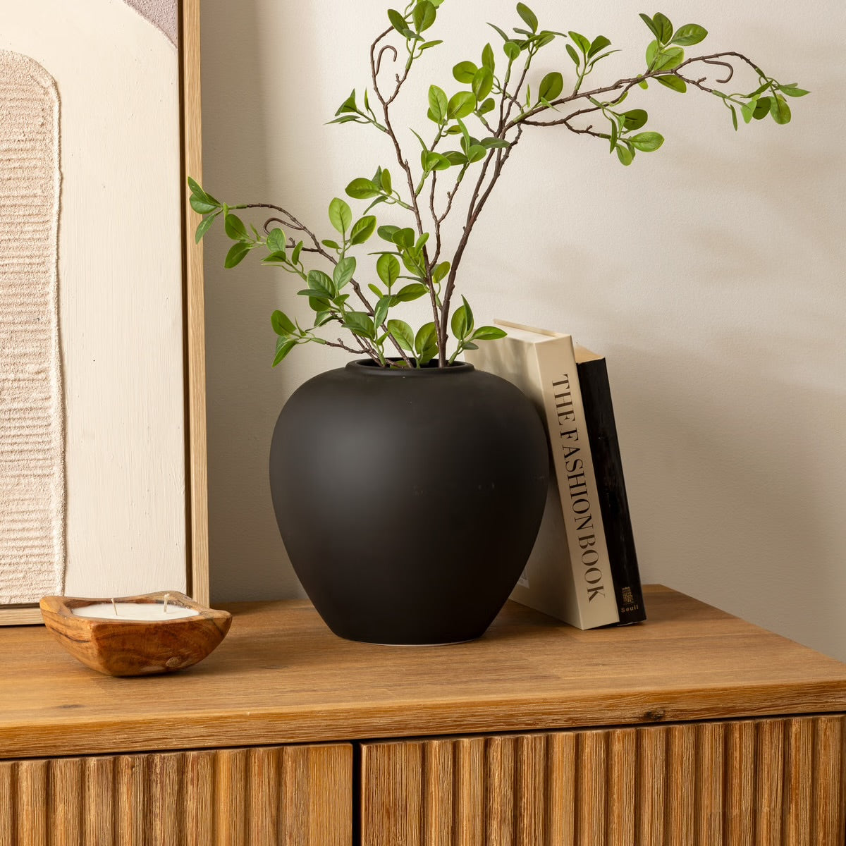 Vase céramique boule Rily noir