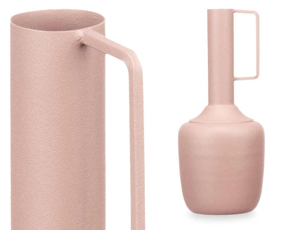 Vase acier à poignée rectangulaire - gris pastel ou rose nude