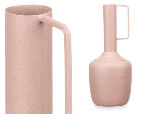 Vase acier à poignée rectangulaire - gris pastel ou rose nude