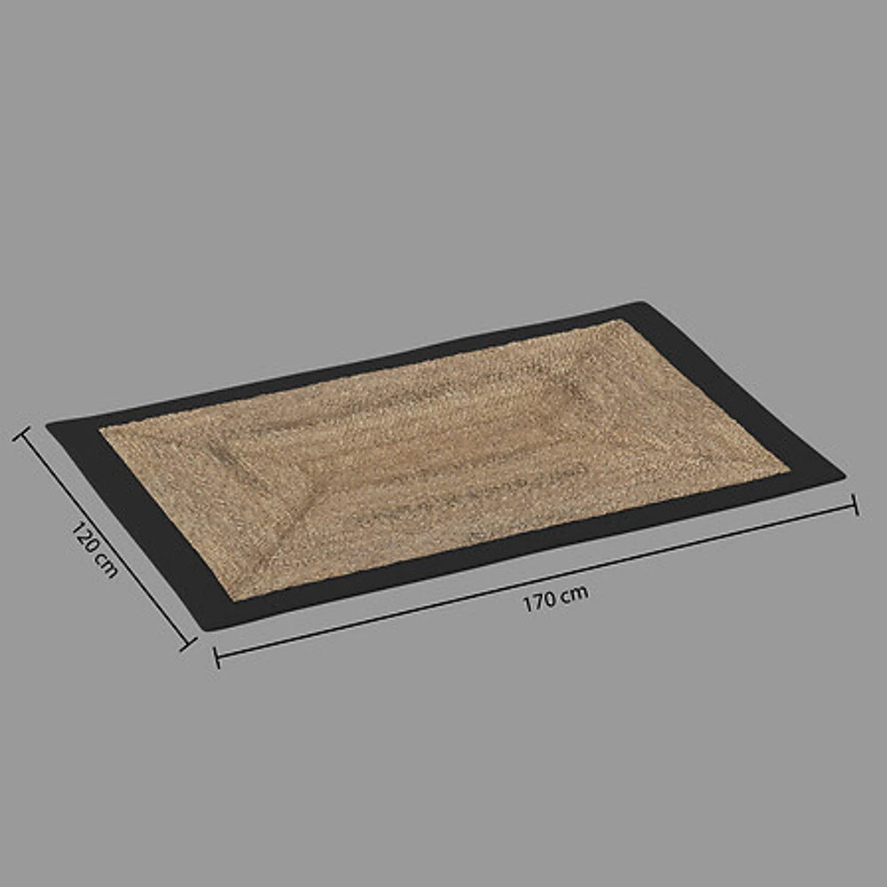 Tapis jute bord noir