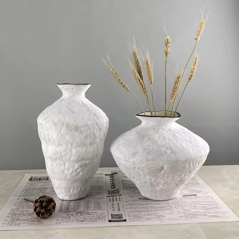 Duo vases blanc minéral - Collection Wabi Sabi