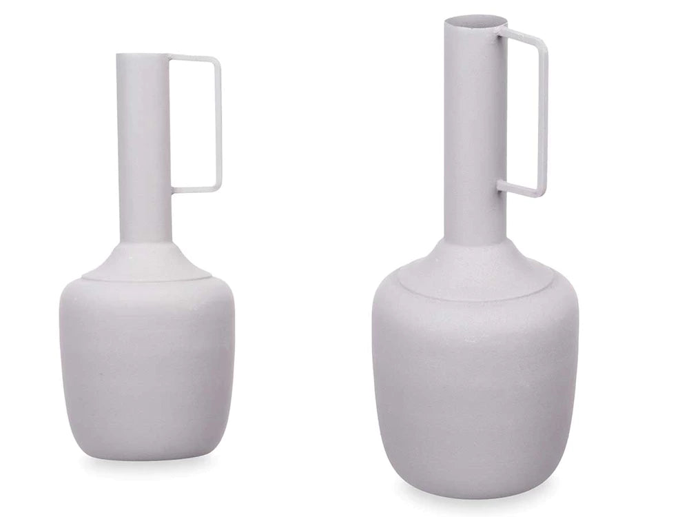 Vase acier à poignée rectangulaire - gris pastel ou rose nude