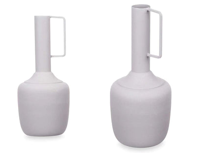 Vase acier à poignée rectangulaire - gris pastel ou rose nude