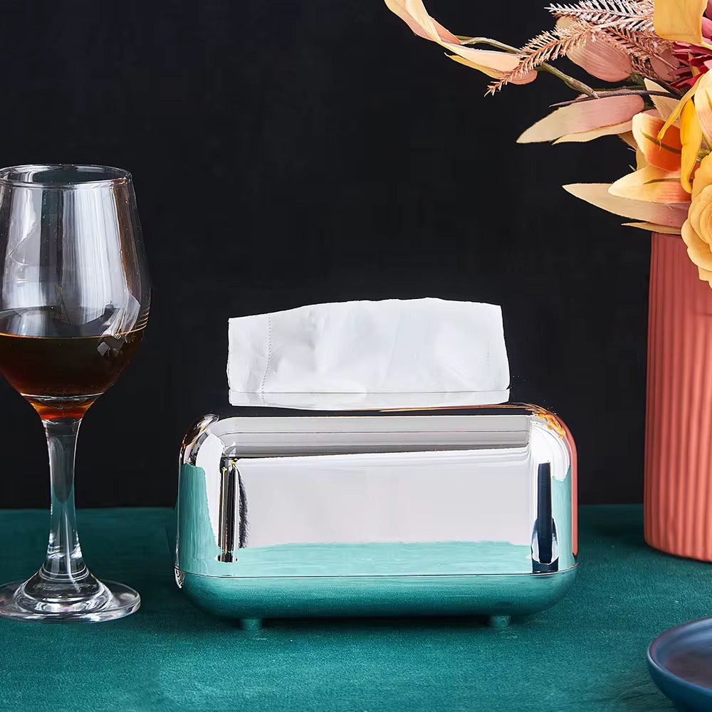 Boîte à mouchoirs effet miroir – Finition chrome ou dorée