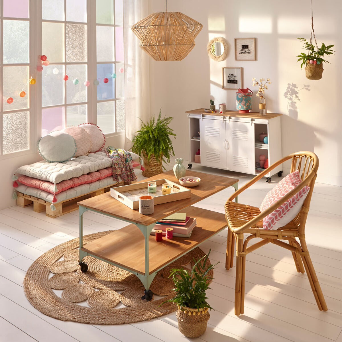 Tapis rond en jute ajouré Esra