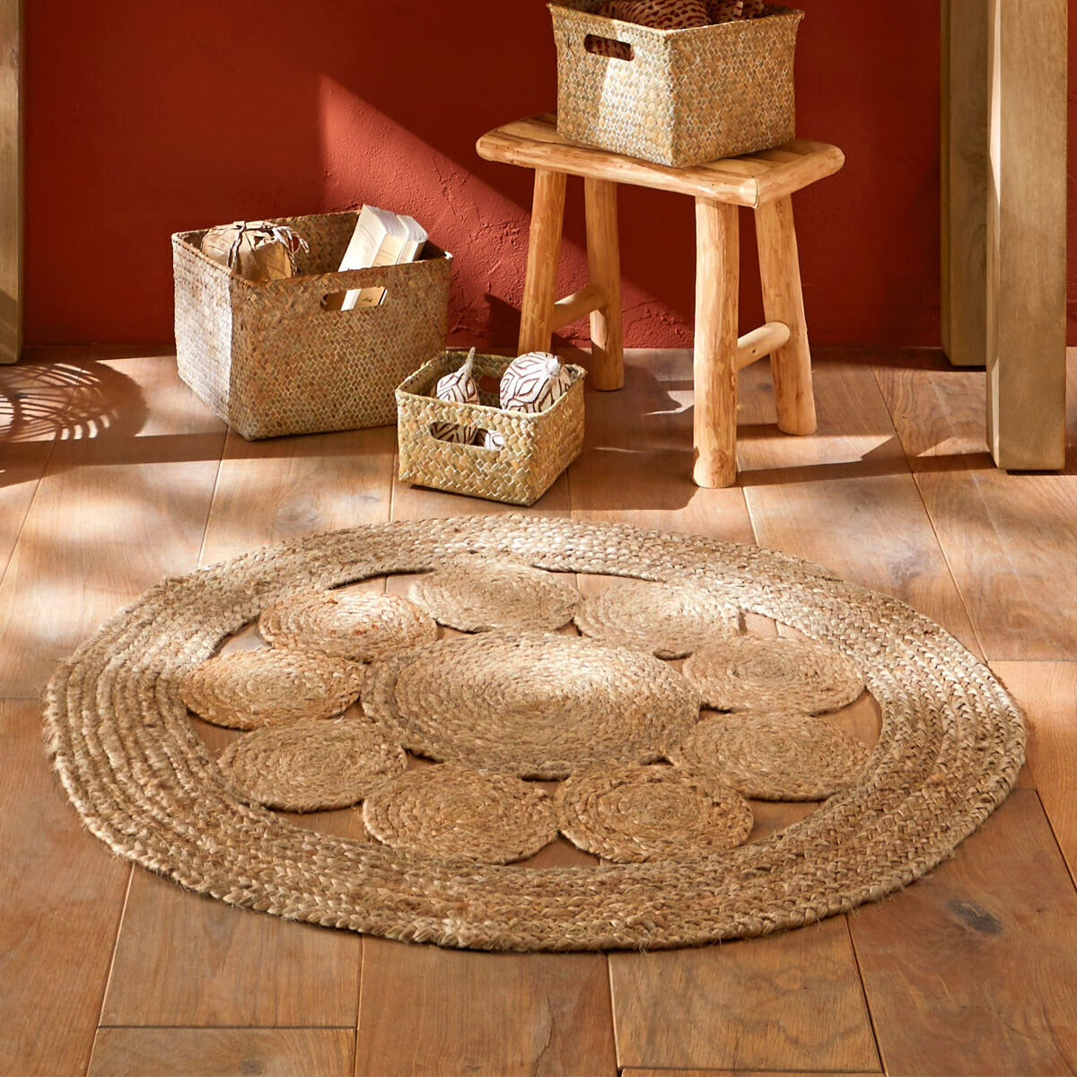 Tapis rond en jute ajouré Esra