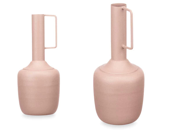 Vase acier à poignée rectangulaire - gris pastel ou rose nude