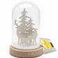 Dôme lumineux de Noël bois et verre – Cerfs enneigés