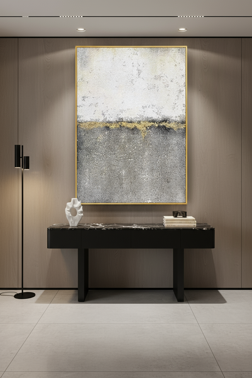 Tableau Abstrait Ligne dorée - 60x90 cm