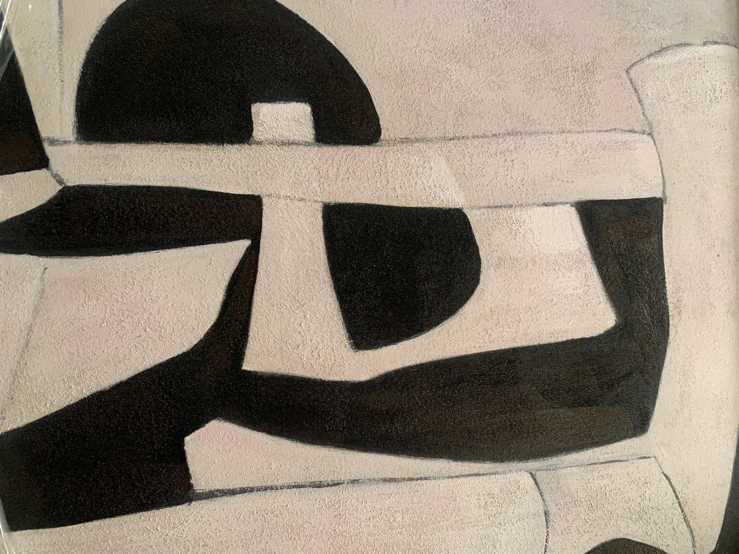 Tableau Abstrait Noir, Reflet rosé & Beige – 60x90 cm - Collection Wabi Sabi
