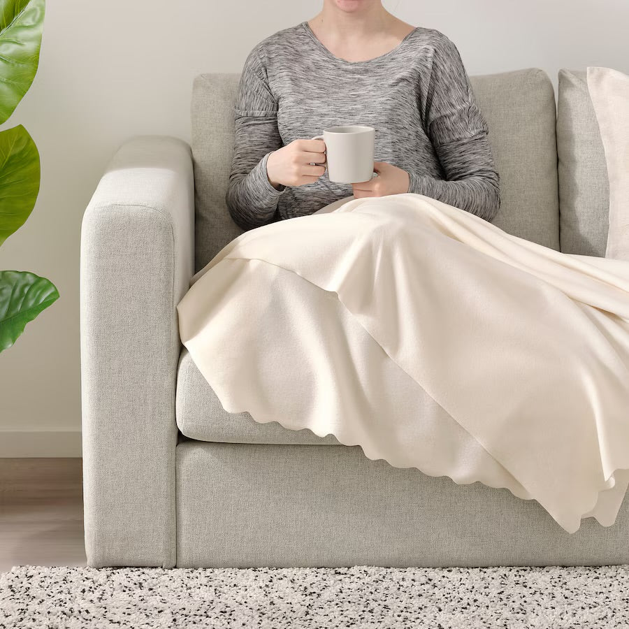 Plaid moelleux blanc cassé