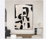 Tableau Abstrait Noir & Beige – 60x90 cm - Collection Wabi Sabi