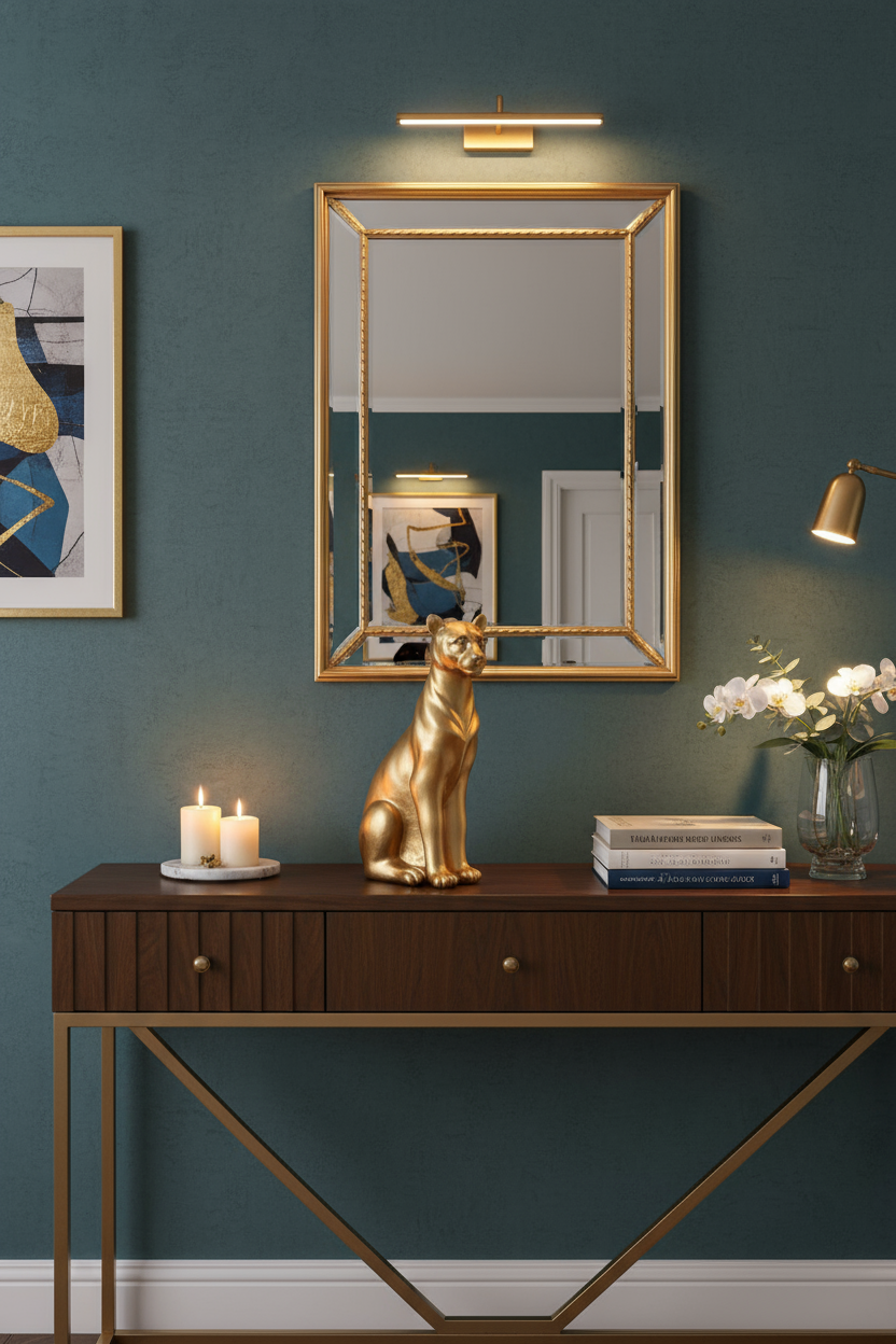 Statuette panthère dorée