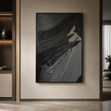 Tableau abstrait texturé noir 60 x 90 cm