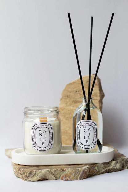 Duo Parfumé Élégance – Bougie & Diffuseur avec Plateau