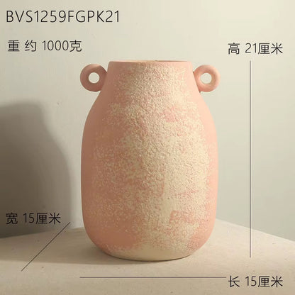 Vases en céramique texturée rose poudré