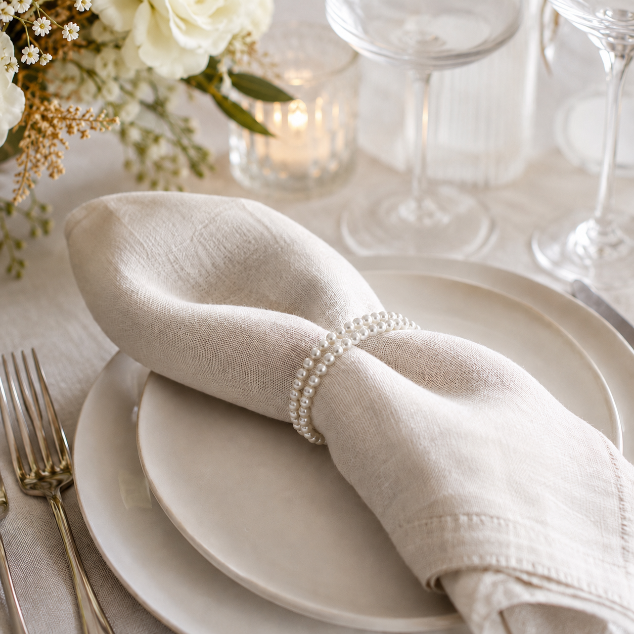 Ronds de Serviettes Perle x4