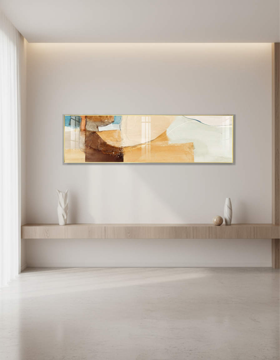 Tableau Abstrait Éclat Ocre - 70x150 cm
