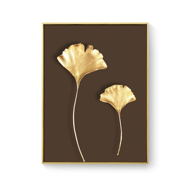 Tableau Ginkgo Doré – verre Porcelaine Crystal 50x70 cm