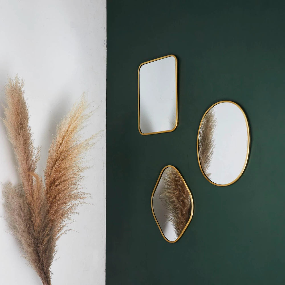 Trio miroirs contour doré