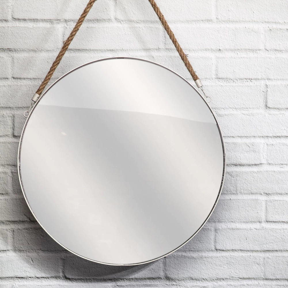 Miroir rond blanc - Anse jonc - 50 cm